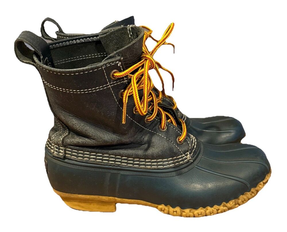 LL Bean Leather Duck Boots Blue Women’s Size 8 M Made in Maine USA